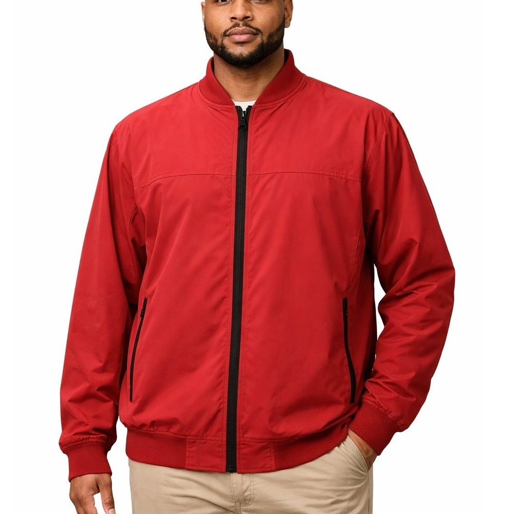 Zara Man Red Bomber Jacket Lightweight Mesh Lined Full Zip Mens XL - Picture 3 of 5